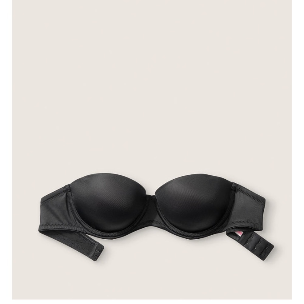 Pink Black Strapless Push Up Bra
